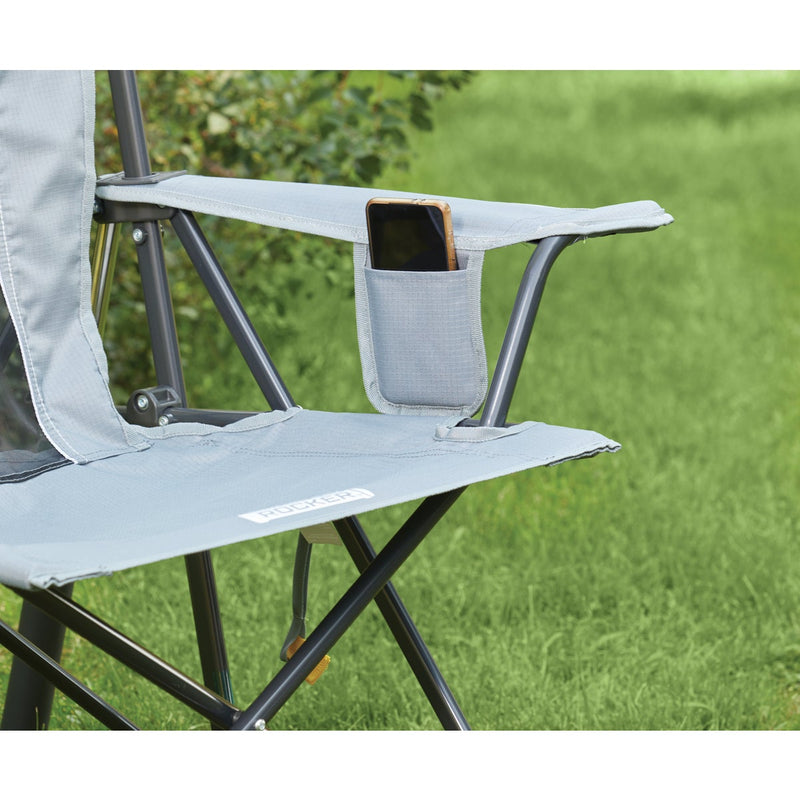 GCI Outdoor Comfort Pro Mercury Gray PVC-Backed Polyester Steel Powder-Coated Folding Rocker