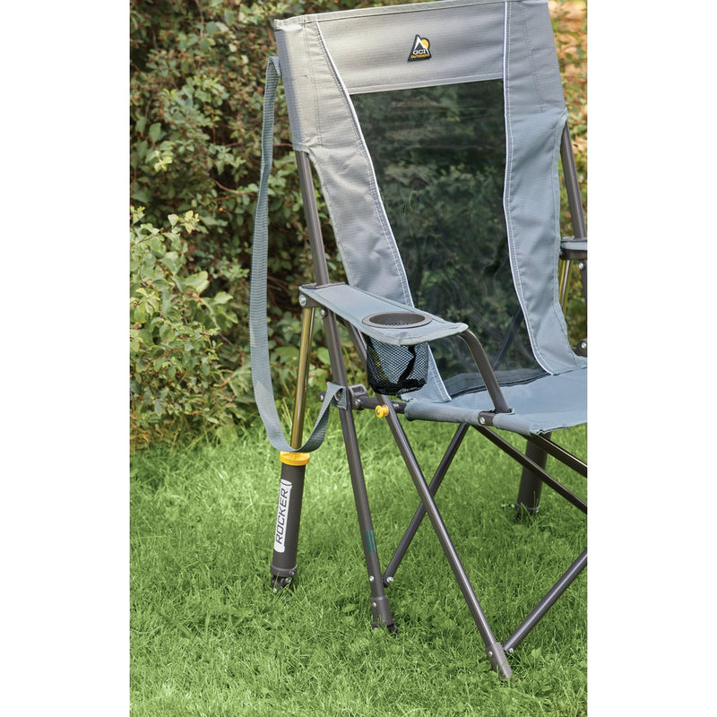 GCI Outdoor Comfort Pro Mercury Gray PVC-Backed Polyester Steel Powder-Coated Folding Rocker