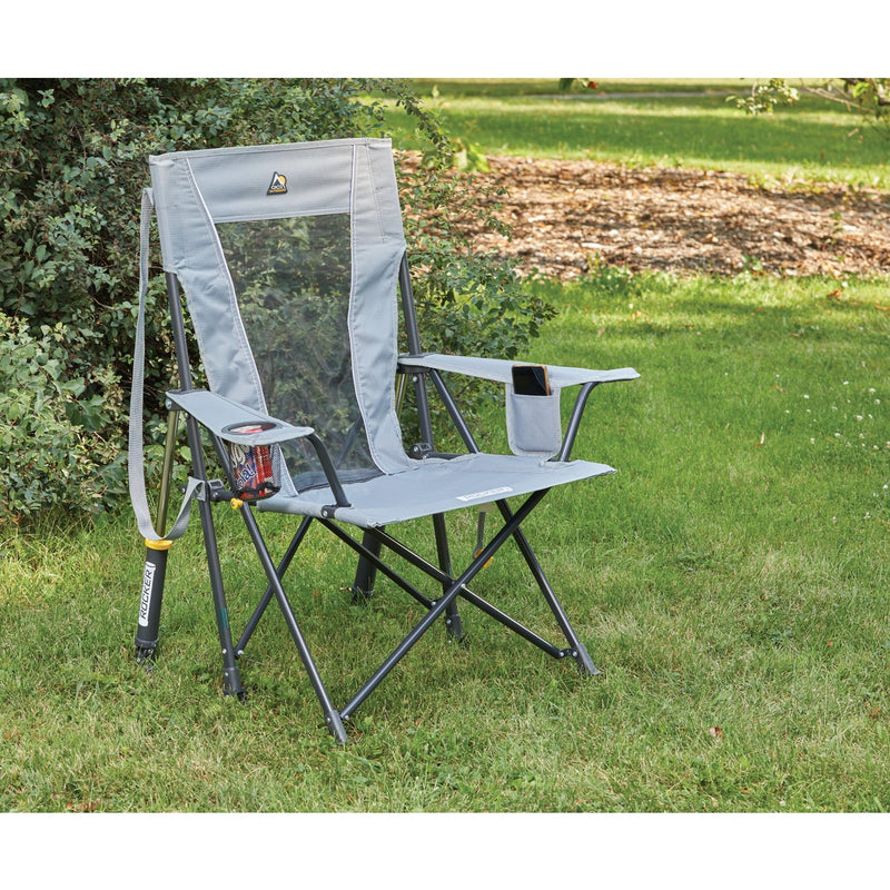 GCI Outdoor Comfort Pro Mercury Gray PVC-Backed Polyester Steel Powder-Coated Folding Rocker