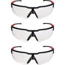 Milwaukee Red & Black Frame Safety Glasses with Clear Anti-Scratch Lenses (3-Pack)