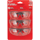 Milwaukee Red & Black Frame Safety Glasses with Clear Anti-Scratch Lenses (3-Pack)