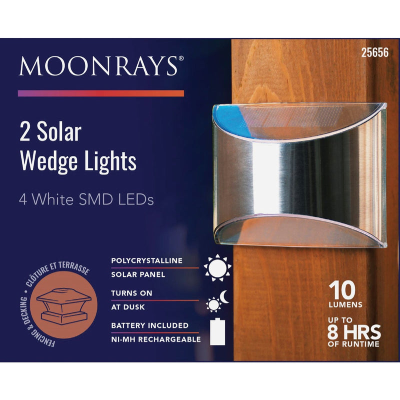 Moonrays 3.94 In. L. Stainless Steel SMD LED Solar Wedge Light (2-Pack)