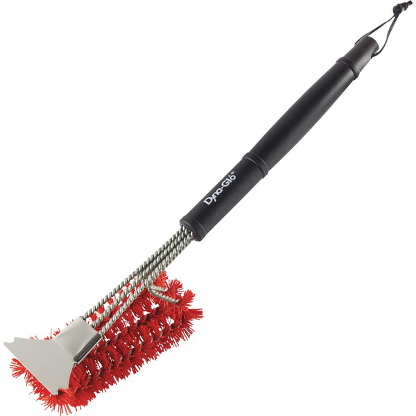 Dyna Glo 18 In. Nylon Bristles Wired Grill Cleaning Brush with Scraper