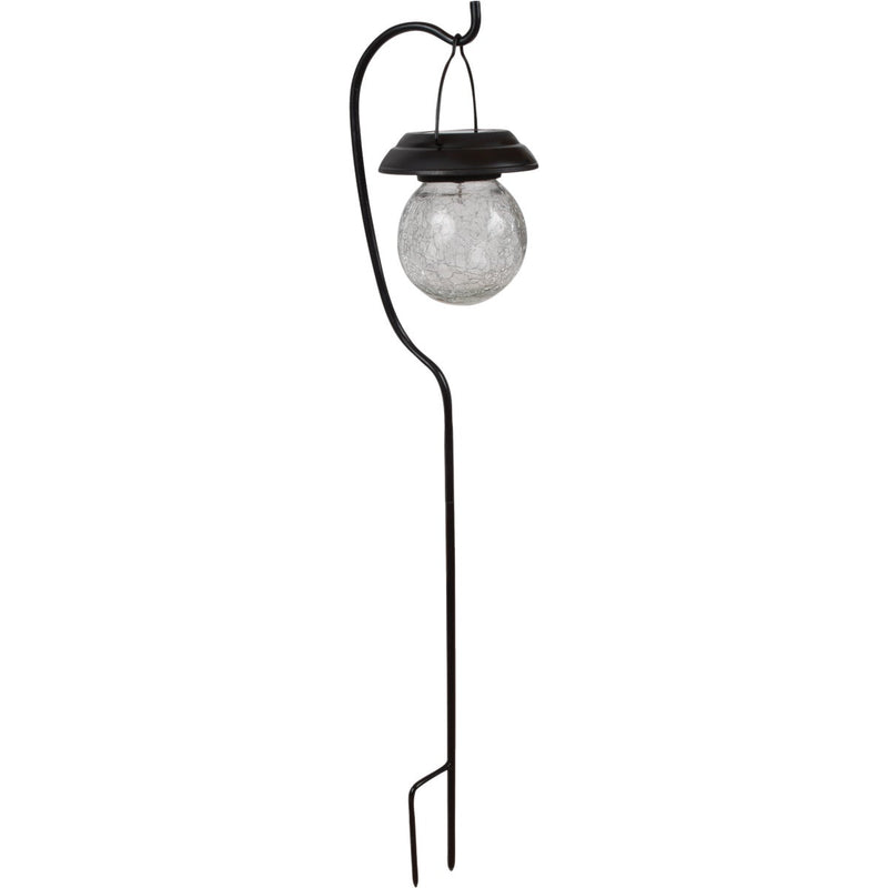 Fusion Black Stainless Steel Shepherd's Hook Hanging Crackle Ball Solar Path Light