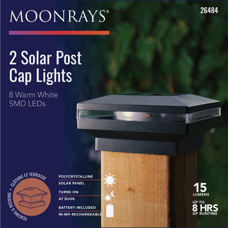 Moonrays 4 In. x 4 In. Black LED Solar Post Cap (2-Pack)