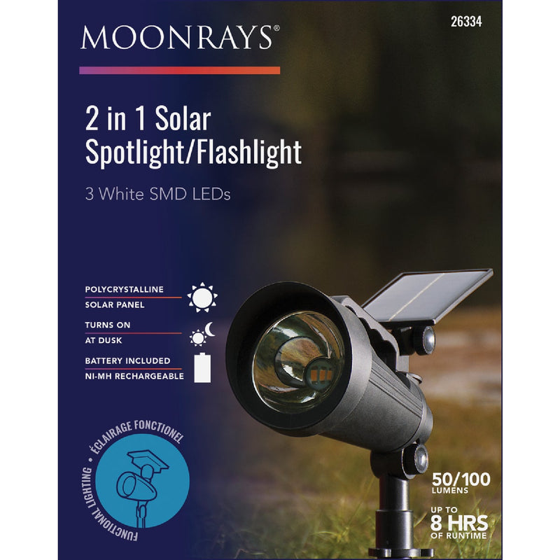 Moonrays Black SMD LED 2-In-1 Solar Spotlight/Flashlight