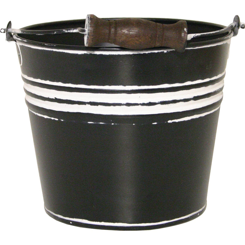 Robert Allen Vintage 6 In. Charcoal Banded Galvanized Metal Planter