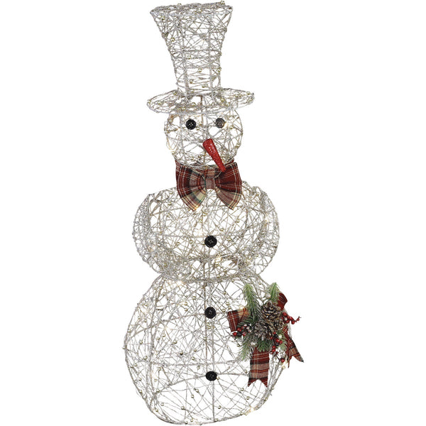 Alpine 36 In. Warm White LED Gold Mesh Snowman Lighted Decoration