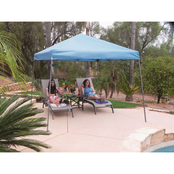 Crown Shade 10 Ft. x 10 Ft. Dark Gray Steel Slant Leg Frame with Pale Blue Canopy