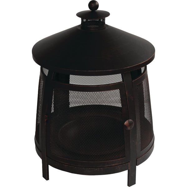 Wood Burning Round Standing 30 In. H. Outdoor Fireplace