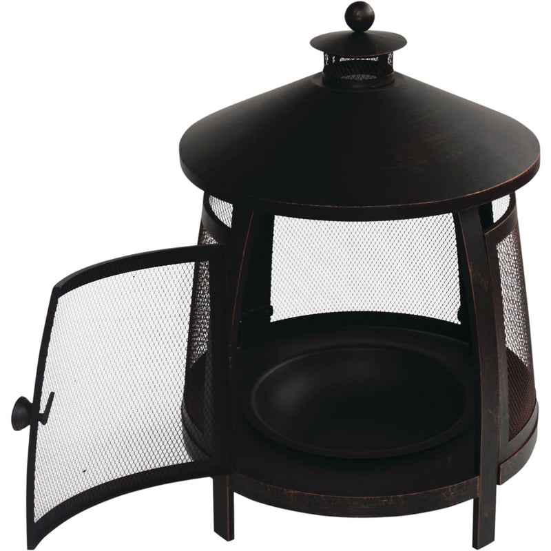 Wood Burning Round Standing 30 In. H. Outdoor Fireplace