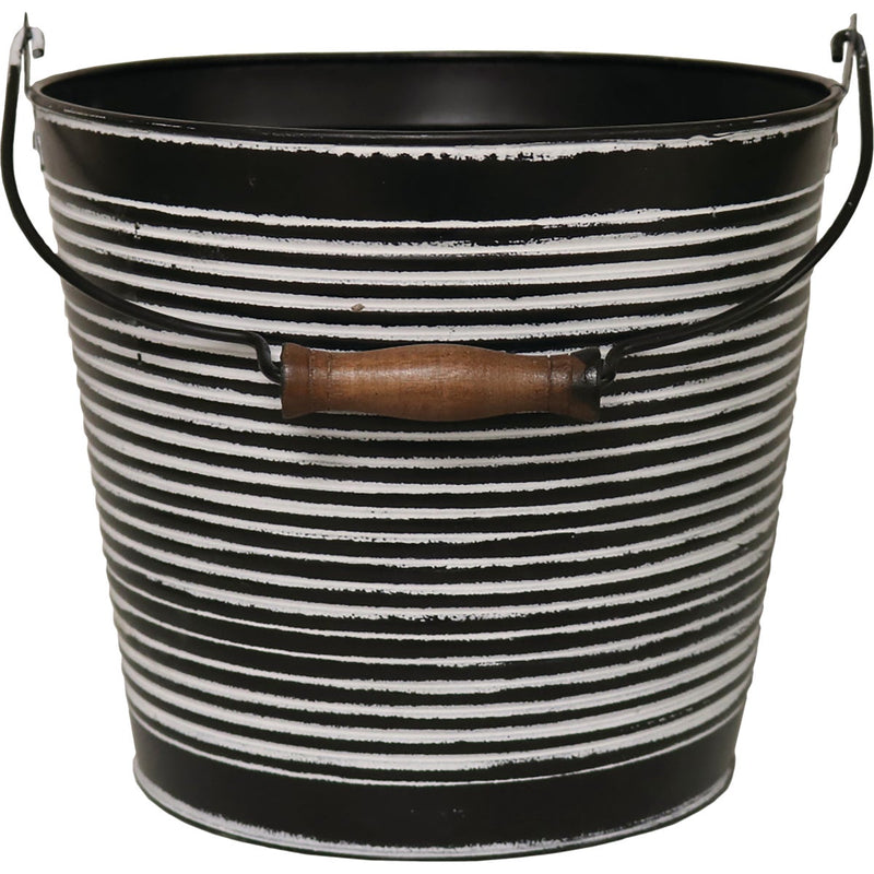 Robert Allen Vintage 10 In. Charcoal Banded Galvanized Metal Planter