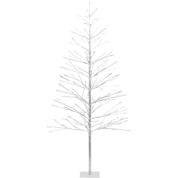 Alpine 60 In. Silver Christmas Tree with Cool White LED Lights
