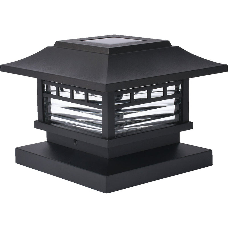 Moonrays Black LED Solar Post Cap with Ribbed Glass Lens