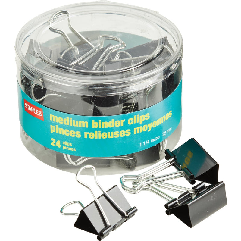 Staples 1.25 In. Medium Binder Clips (24-Pack)