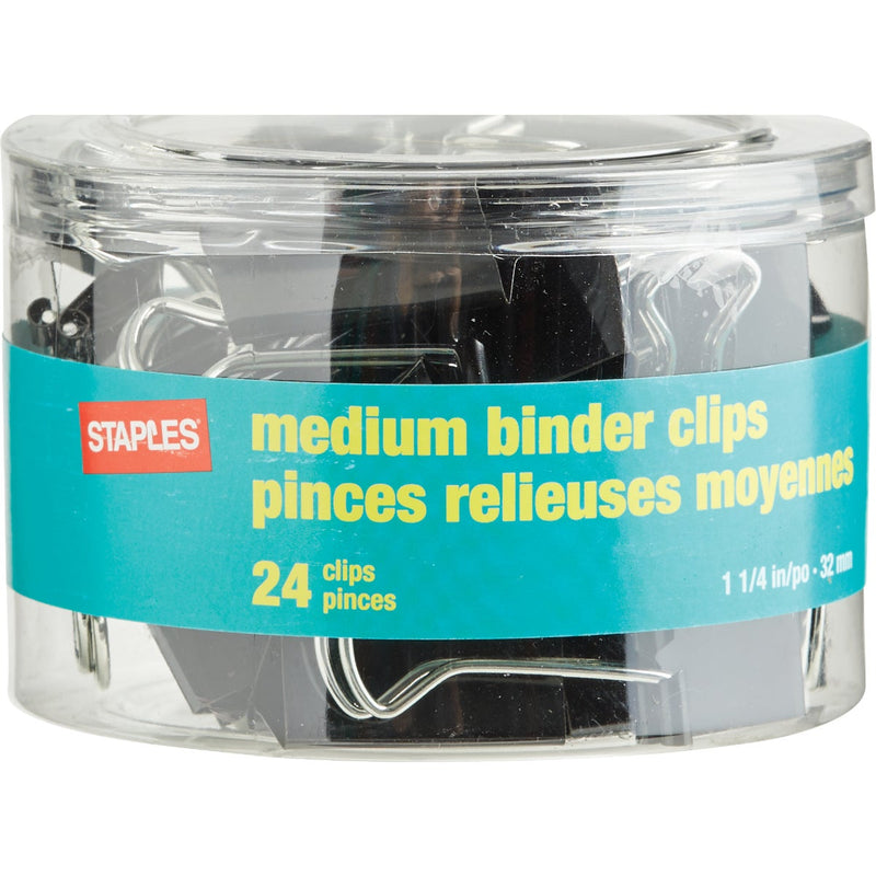 Staples 1.25 In. Medium Binder Clips (24-Pack)