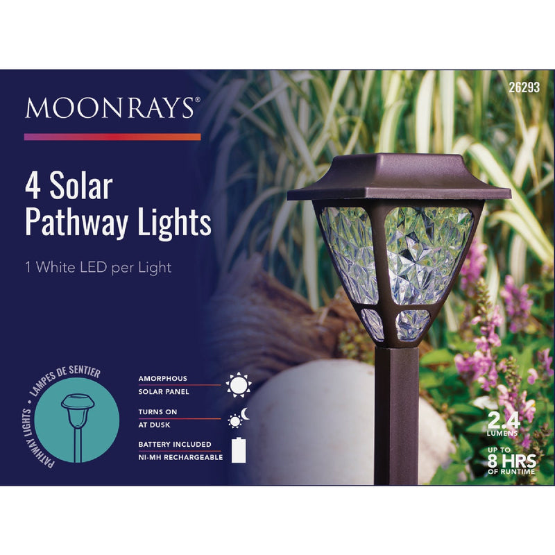 Moonrays Bronze 2.4 Lumens Plastic Solar Path Light with Textured Lens (4-Pack)