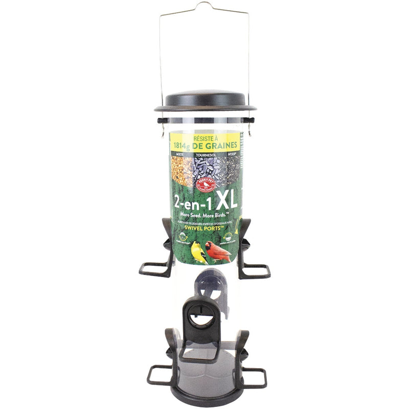 Perky-Pet 2-In-1 Clear Plastic 4 Lb. Capacity XL Tube Bird Feeder