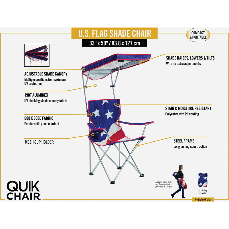 Quik Shade U.S. Flag 190T Aluminux Folding Chair