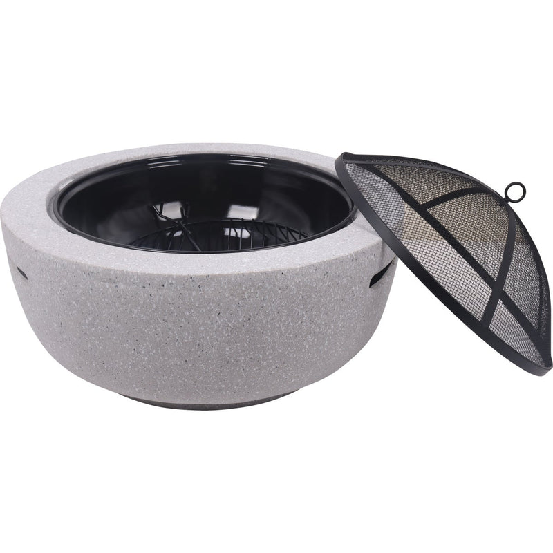 23 In. Round Charcoal/Wood/Pellet Fire Pit, Light Gray