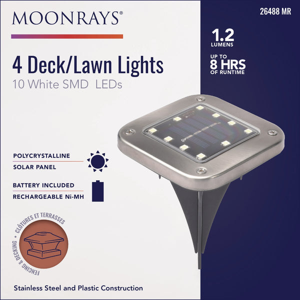 Moonrays SMD LED Solar Square Deck/Lawn Light (4-Pack)