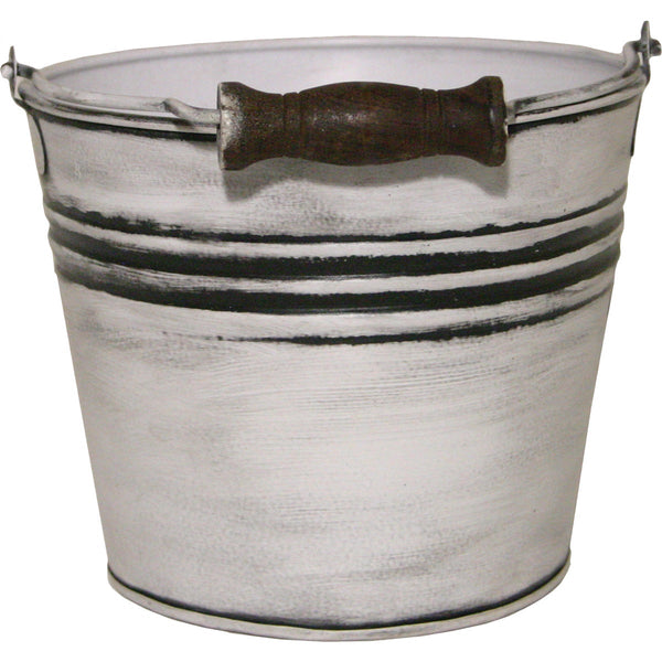 Robert Allen Vintage 6 In. Rustic White Banded Galvanized Metal Planter