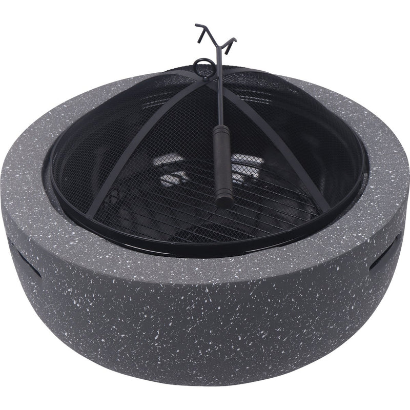 23 In. Round Charcoal/Wood/Pellet Fire Pit, Dark Gray