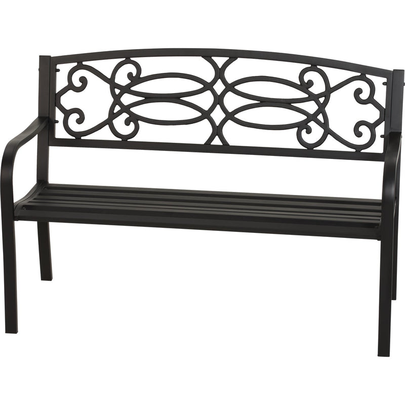 Outdoor Expressions Kensington 50 In. L. Black Steel Bench