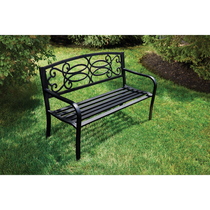 Outdoor Expressions Kensington 50 In. L. Black Steel Bench