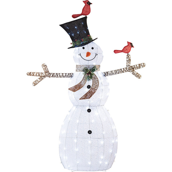 Alpine 74 In. Cool White LED Mesh Cloth Snowman Lighted Decoration