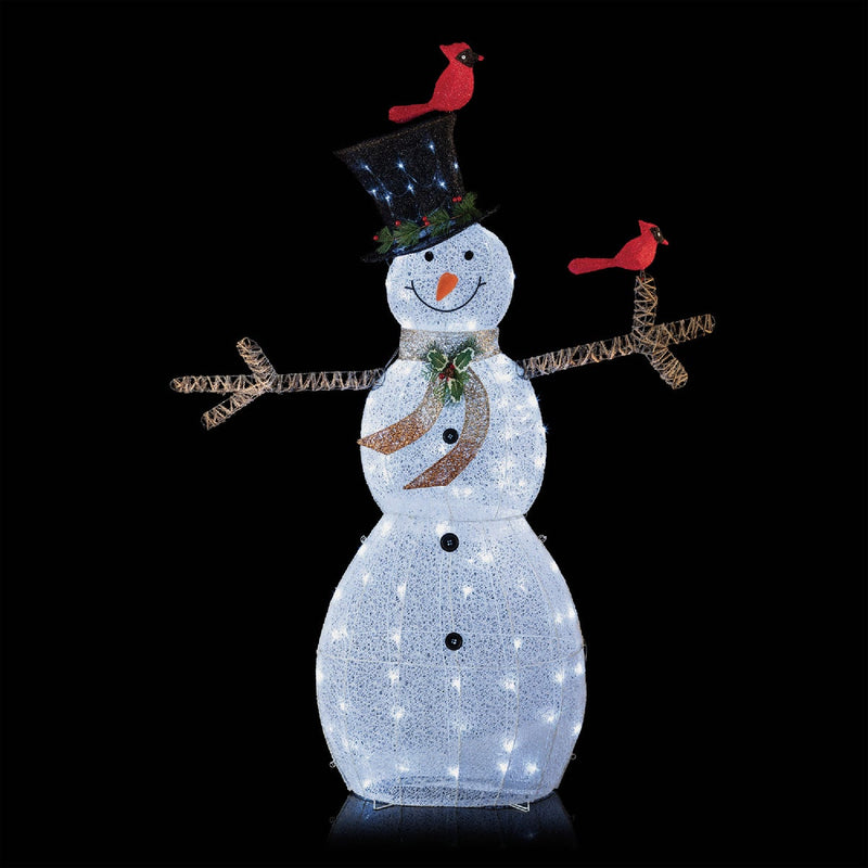 Alpine 74 In. Cool White LED Mesh Cloth Snowman Lighted Decoration
