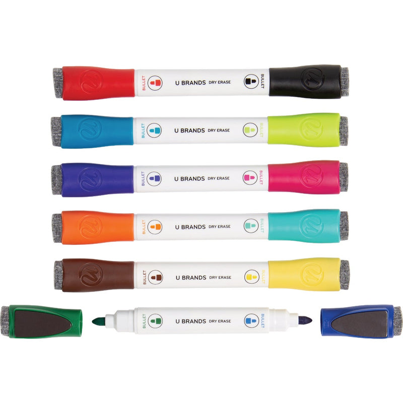 U Brands Magnetic Double Ended Chisel Tip Dry Erase Marker Assortment (6-Pack)