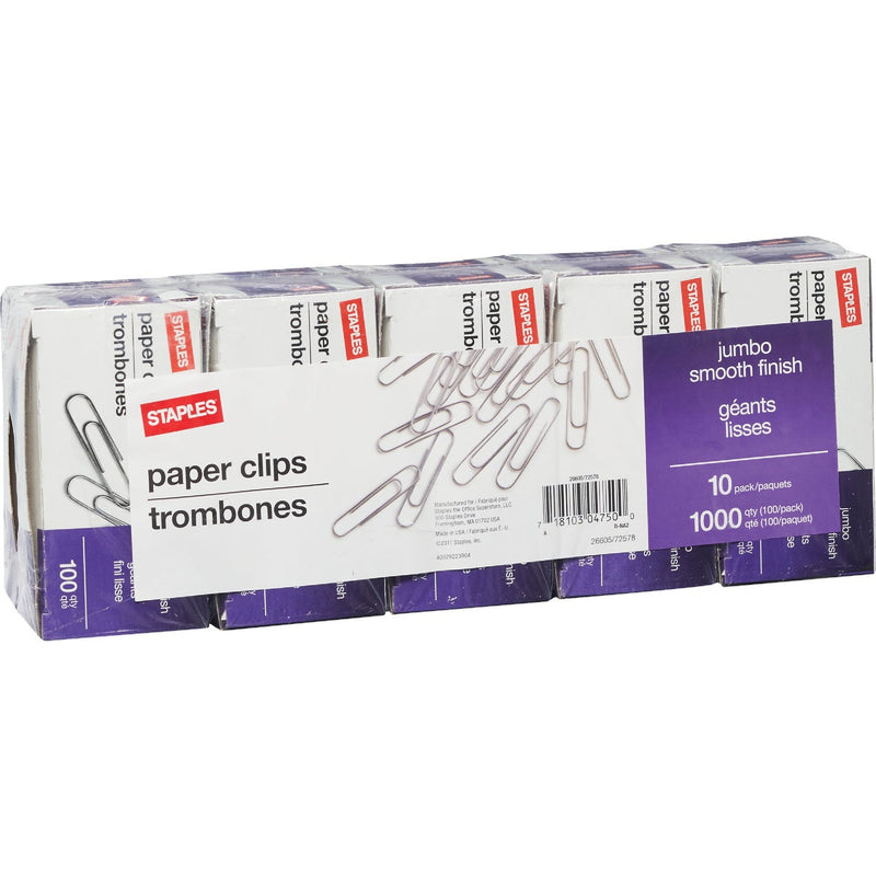 Staples Jumbo Smooth Paper Clips (1000-Pack)