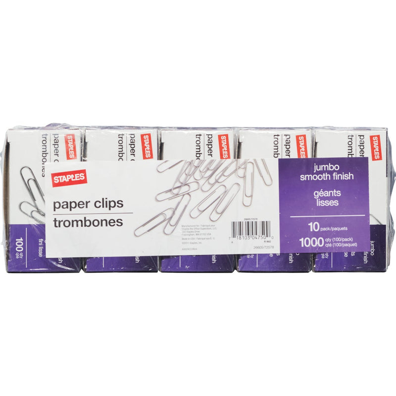 Staples Jumbo Smooth Paper Clips (1000-Pack)