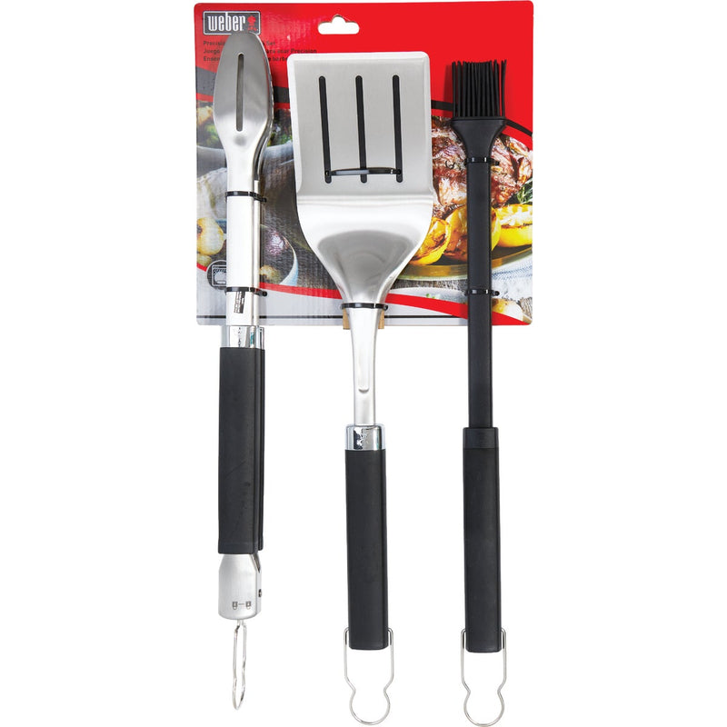 Weber Precision Non-Slip Grip Stainless Steel 3-Piece Grill Tool Set