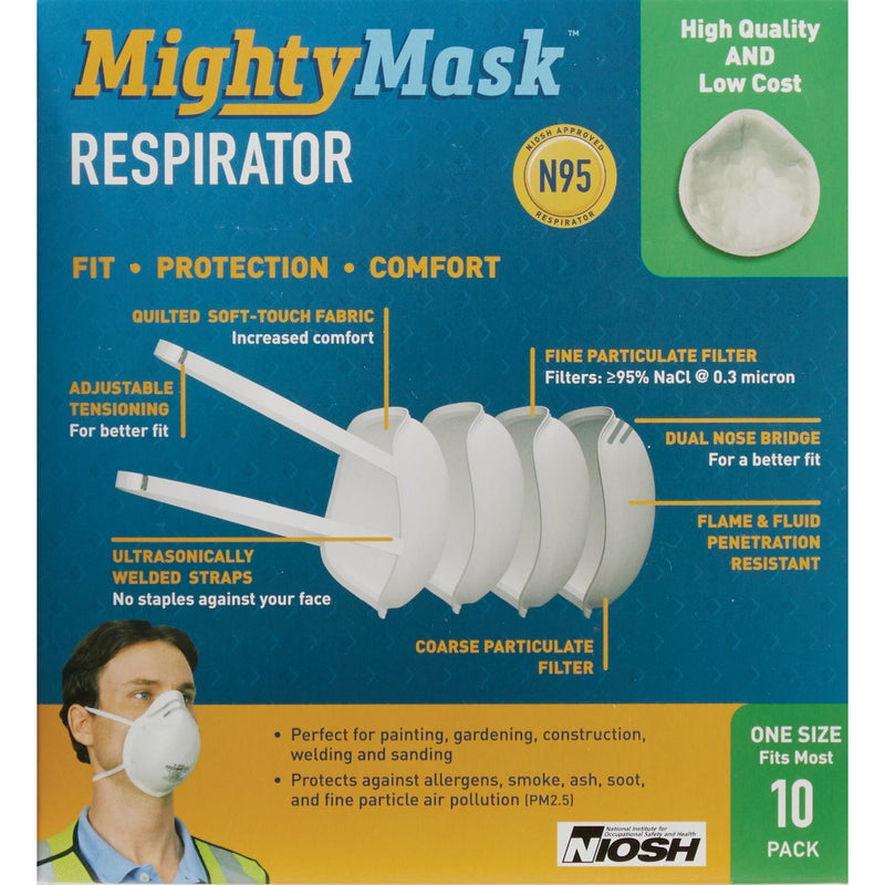 Mighty Mask Disposable N95 Face Mask (10-Pack)