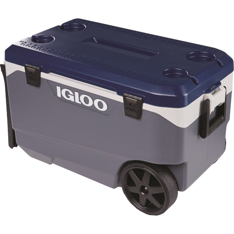 Igloo MaxCold Latitude 90 Qt. 2-Wheeled Cooler, Ash Gray & Aegean Sea