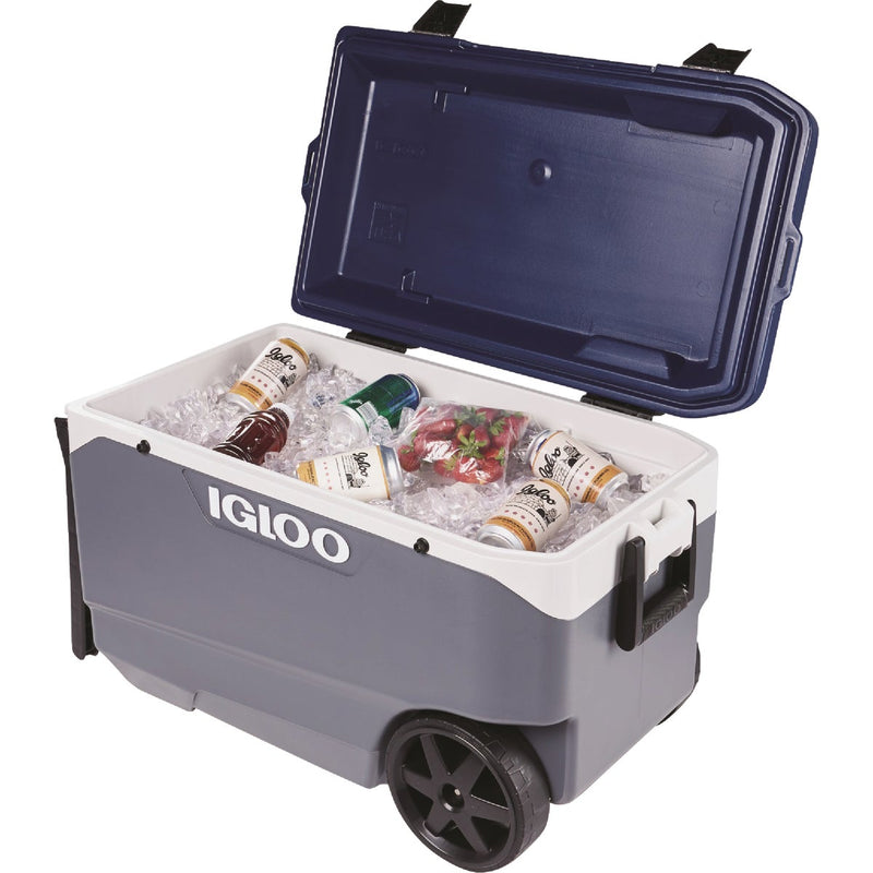 Igloo MaxCold Latitude 90 Qt. 2-Wheeled Cooler, Ash Gray & Aegean Sea