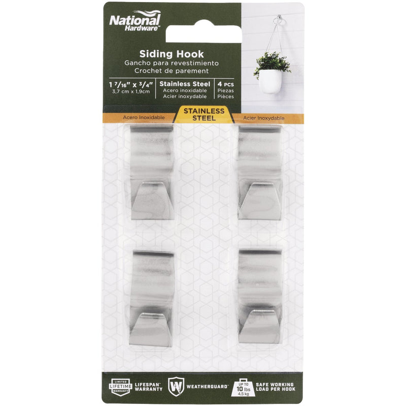 National 2684 1-7/16 In. Stainless Steel Siding Hook Plant Hanger (4-Pack)