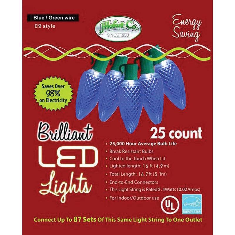 J Hofert Blue 25-Bulb C9 LED Light Set