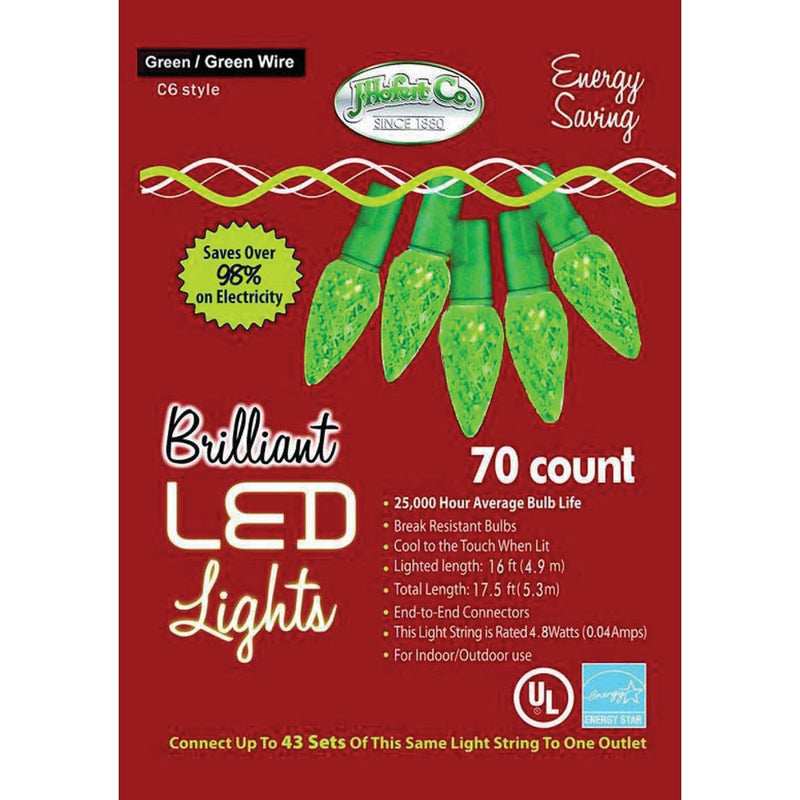 J Hofert Green 70-Bulb C6 LED Light Set