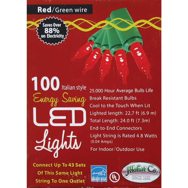 J Hofert Red 100-Bulb Italian Style LED Light Set