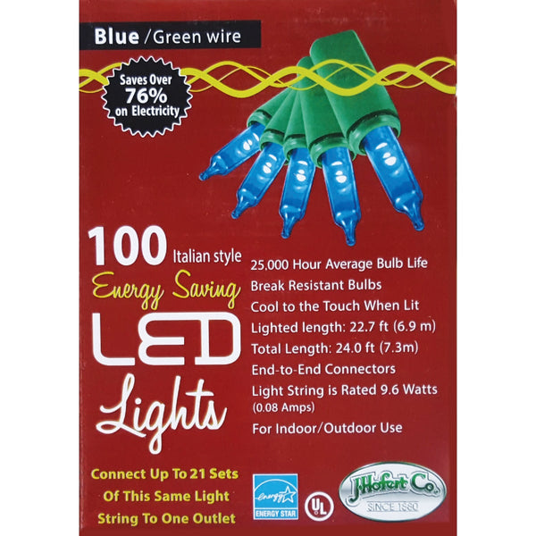 J Hofert Blue 100-Bulb Italian Style LED Light Set