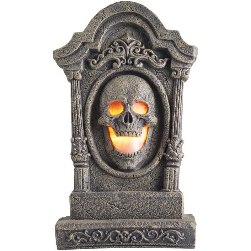 24 In. LED Flat Back Tombstone with Flame Light Halloween Decoration