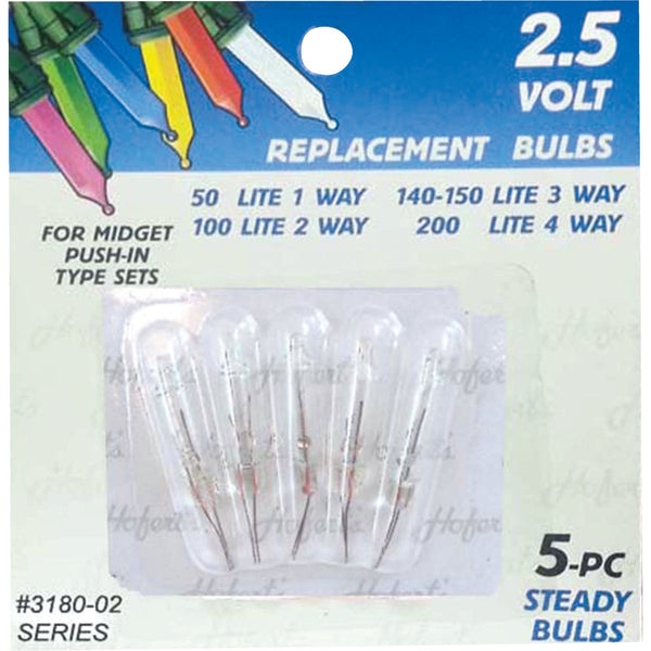 J Hofert Mini Clear 2.5V Replacement Light Bulb (5-Pack)