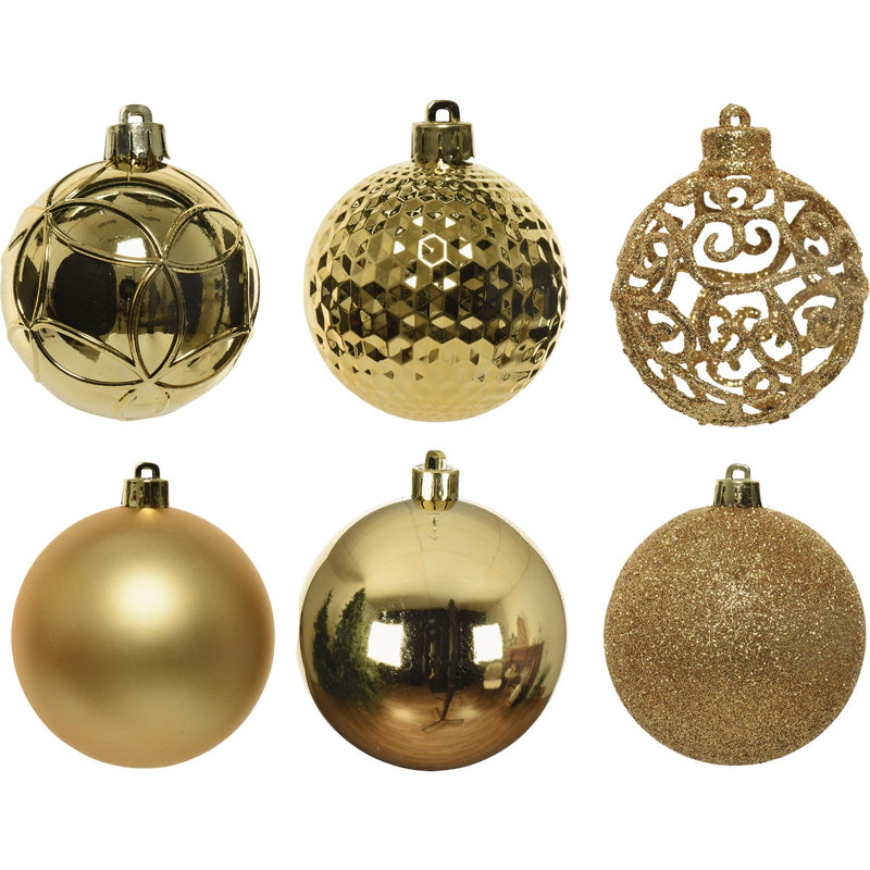 Decoris 2.4 In. Shatterproof Light Gold Bauble Christmas Ornament (37-Pack)