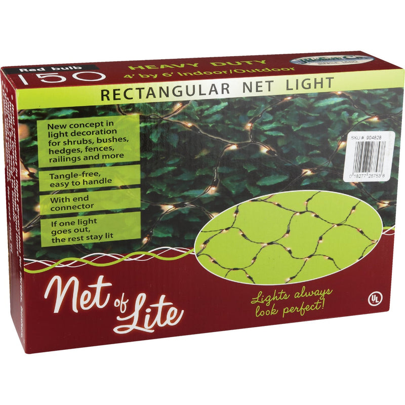 J Hofert Red 150-Bulb Mini Incandescent 4 Ft. x 6 Ft. Heavy-Duty Net Light Set