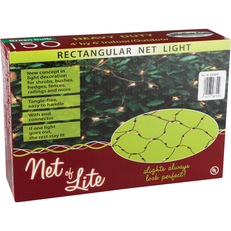 J Hofert Green 150-Bulb Mini Incandescent 4 Ft. x 6 Ft. Heavy-Duty Net Light Set