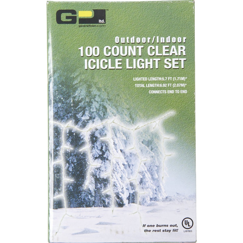 J Hofert Clear 100-Bulb Mini Incandescent Icicle Light Set with White Wire