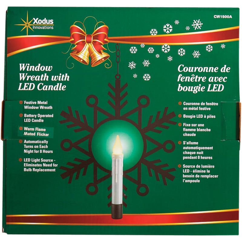 Xodus 12 In. x 9-1/2 In. x 3/4 In. Aged Bronze LED Battery Operated Wreath with Candle